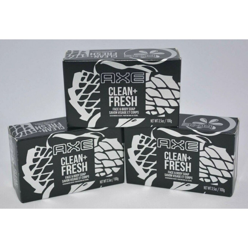 Axe Clean + Fresh Men's Face & Body Bar Soap 3.5 oz Clean+ Fresh (3 Pack)